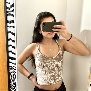 Gold velvet crop top